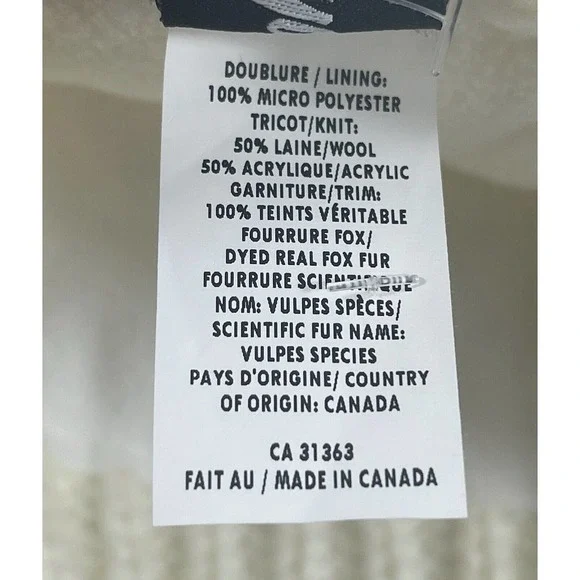 KYI KYI WOMEN’S CLASSIC FOX FUR WAFFLE KNIT POM POM BEANIE IVORY, ONE SIZE - Picture 8 of 8